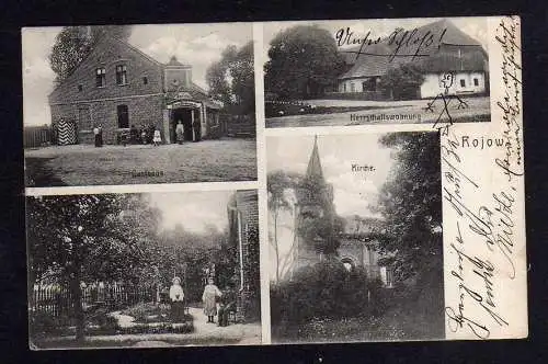 101728 AK Rojow Kr. Posen Schildberg 1906 Gasthaus Kirche an der Schule Herrscha
