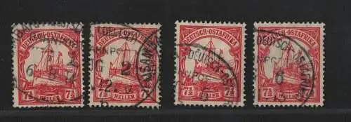 B4277 DOA Deutsch Ostafrika 4x 31 Teilstempel Usumbara Bahnpost Zug 1, 2, 5, 6