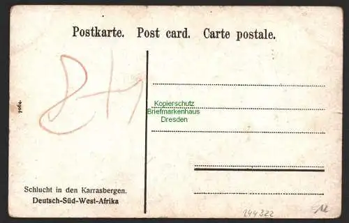 144322 AK Kolonien DSW Afrika Schlucht in den karrasbergen um 1910