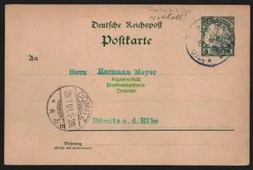 148641 Ganzsache 5 Pfg. Deutsch Neuguinea Herbersthöhe 1901 violett DNG