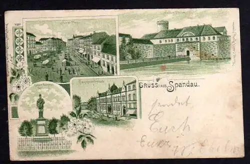 83671 AK Berlin Litho 1901 Spandau Hauptpost Kaiser Friedrich Denkmal Julius
