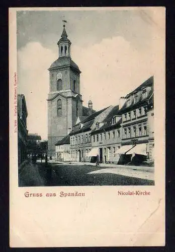 98038 AK Berlin Spandau Nicolai Kirche um 1905 Straße Geschäfte