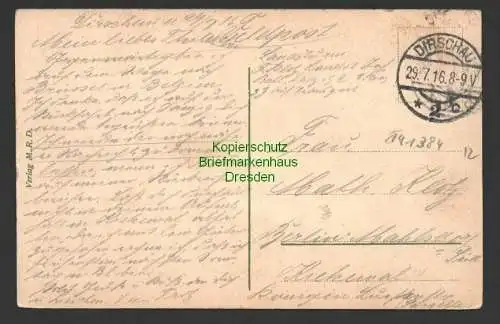 141384 AK Tczew Dirschau Wpr. Alte und neue Weichselbrücke Feldpost 1916
