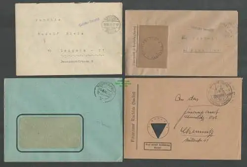 B6196 4x Brief SBZ Gebühr bezahlt 1945 Rochlitz Sachsen Finanzamt Dienstsiegel e