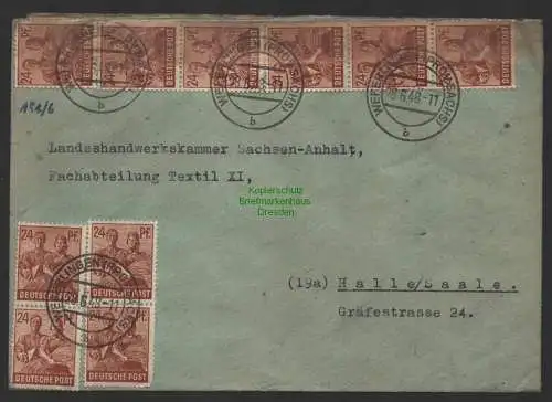 B10227 Brief SBZ Währungsreform 1948 Weferlingen Prov. Sachs. Zehnfachfrankatur