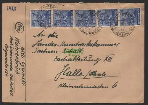 B10221 Brief SBZ Währungsreform 1948 Wahrenbrück über Bad Liebenwerda Zehnfach