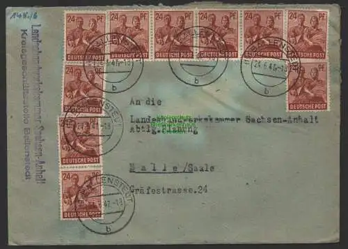 B10220 Brief SBZ Währungsreform 1948 Ballenstedt Landeshandwerkskammer Zehnfach