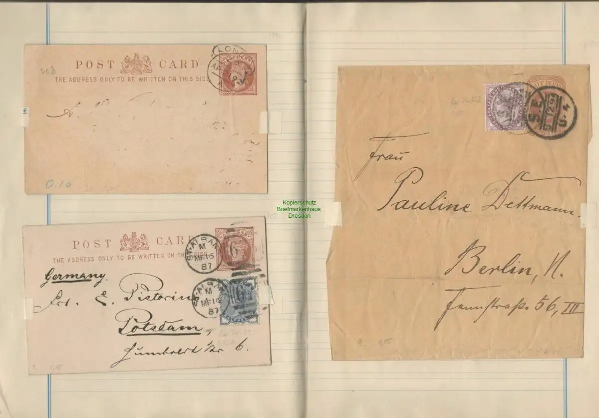 B6504 alte Sammlung Ganzsachen Briefe Großbritannien 50 Stück ab 1886 Mi. 73 ff.