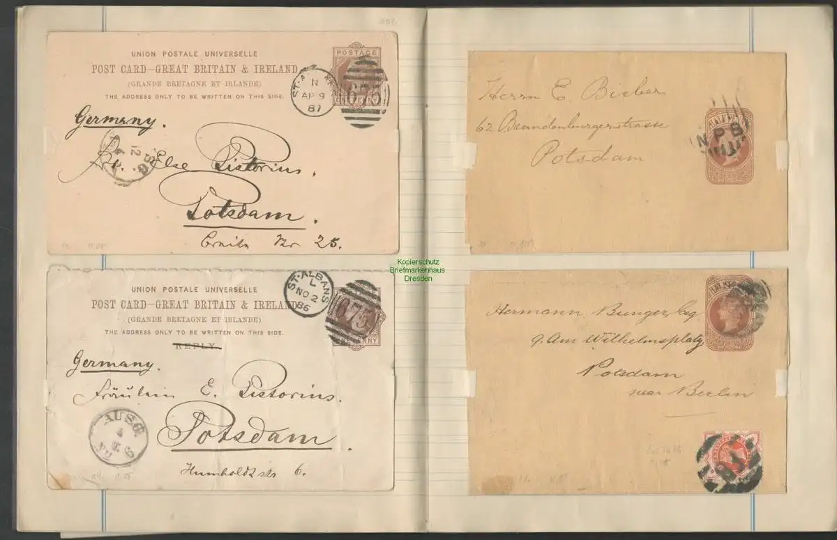 B6504 alte Sammlung Ganzsachen Briefe Großbritannien 50 Stück ab 1886 Mi. 73 ff.