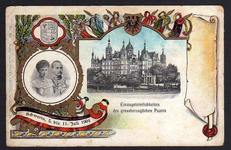 95017 AK Schwerin 1904 Privatganzsache PP27 C50 Einzugsfeier des großherzogliche