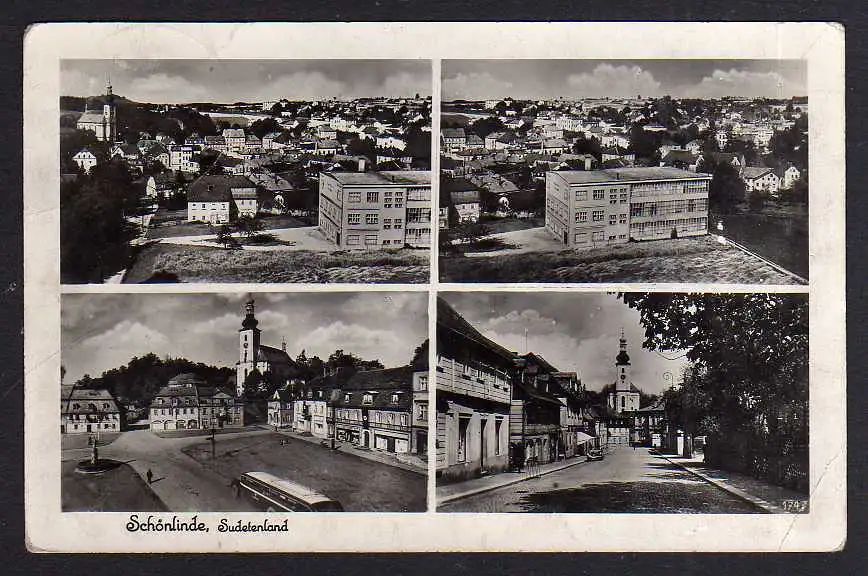 91800 AK Schönlinde Kreis Rumburg Sudetenland Fabrik 1940 Markt Straße