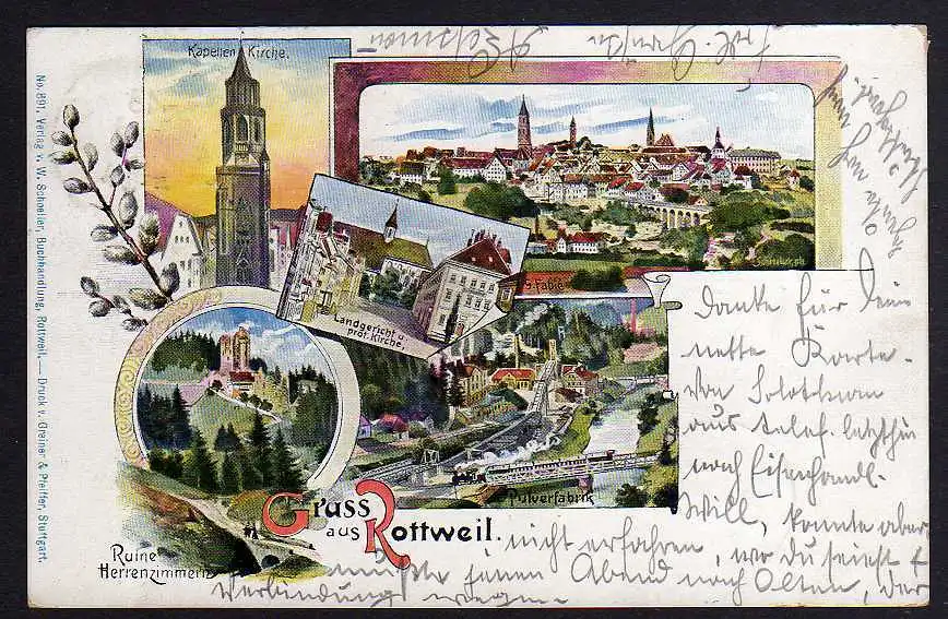 86033 AK Rottweil 1902 Kapellenkirche Landgericht Ruine herrenzimmer Pulverfabri