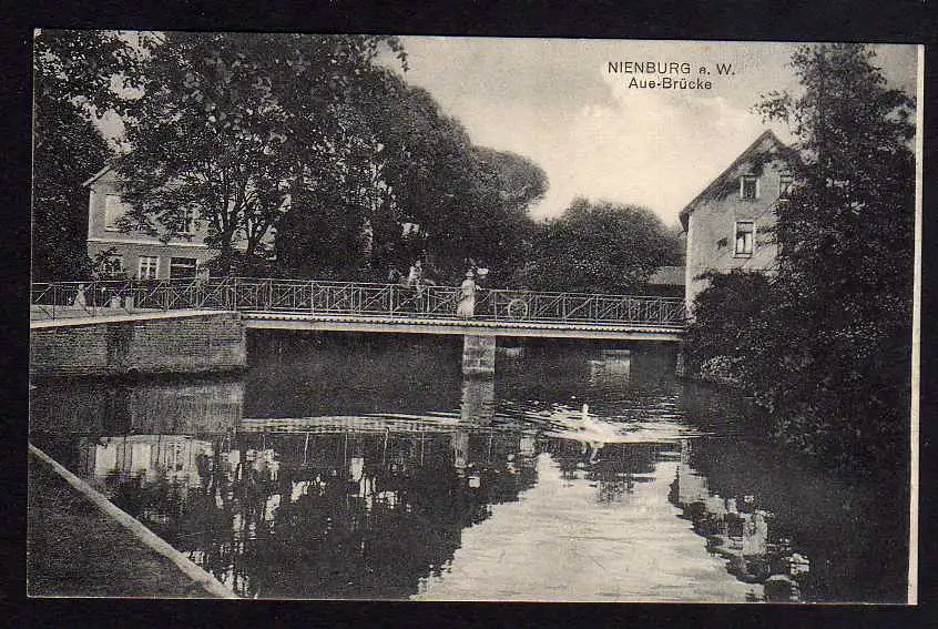 77800 AK Nienburg Weser Aue Brücke Haus 1915