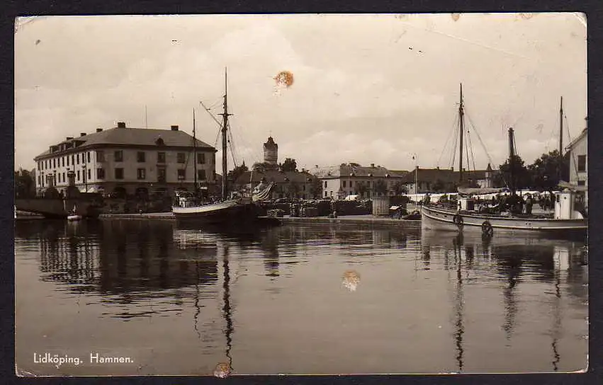 66811 AK Fotokarte Lidköpping Hamnen 1941 Zensur nach Deutschland