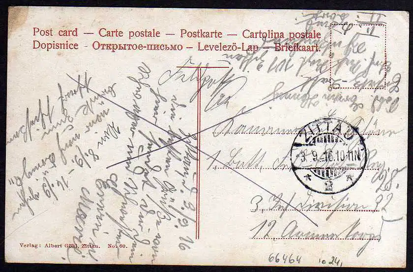 66464 AK Zittau 1916 Grottauerstrasse Gasthof zur Stadt