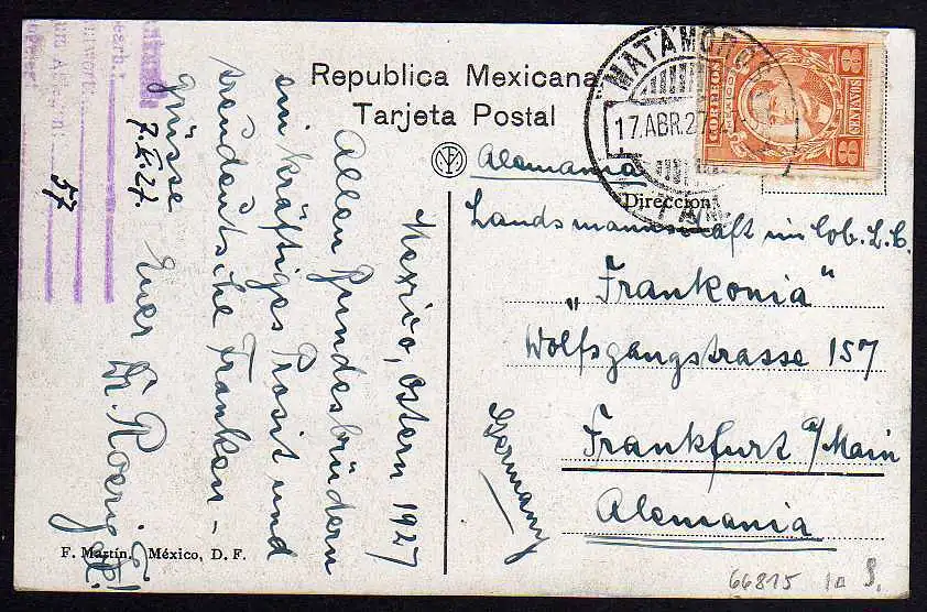 66815 AK Mexiko City Observatorio de Tacubaya 1927