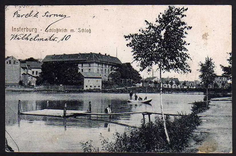 66278 AK Insterburg Ilawa Schloßteich mit Schloß 1921
