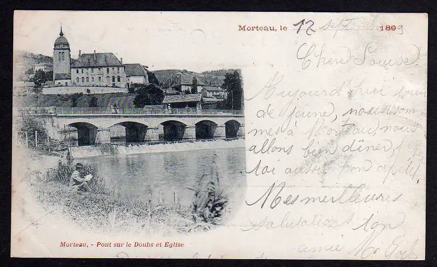 62488 AK Morteau 1899 Pout sur le Doubs et Eglise