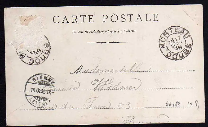 62488 AK Morteau 1899 Pout sur le Doubs et Eglise