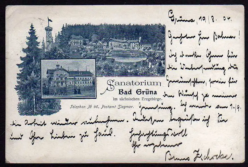 50796 AK Sanatorium Bad Grüna Erzgebirge 1904