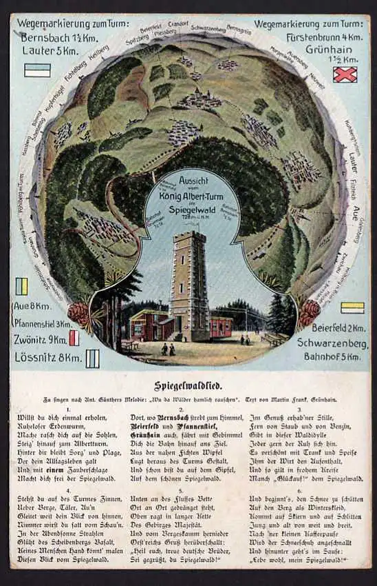 44816 AK Spiegelwald Erzgebirge Grünhain-Beierfeld um 1910 König Albert Turm