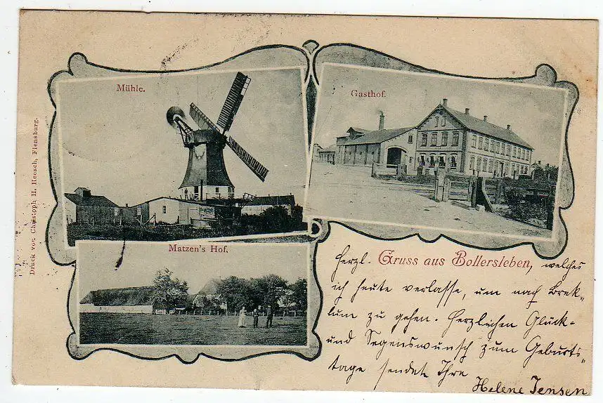 44786 AK Bjolderup Sogn Bollersleben 1901 Gasthof Windmühle Mole Matzens Hof