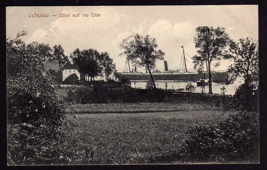 44927 AK Schulau Wedel Holstein Blick auf die Elba mit Dampfer 1912