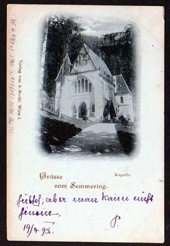 43946 AK Semmering Kapelle 1898