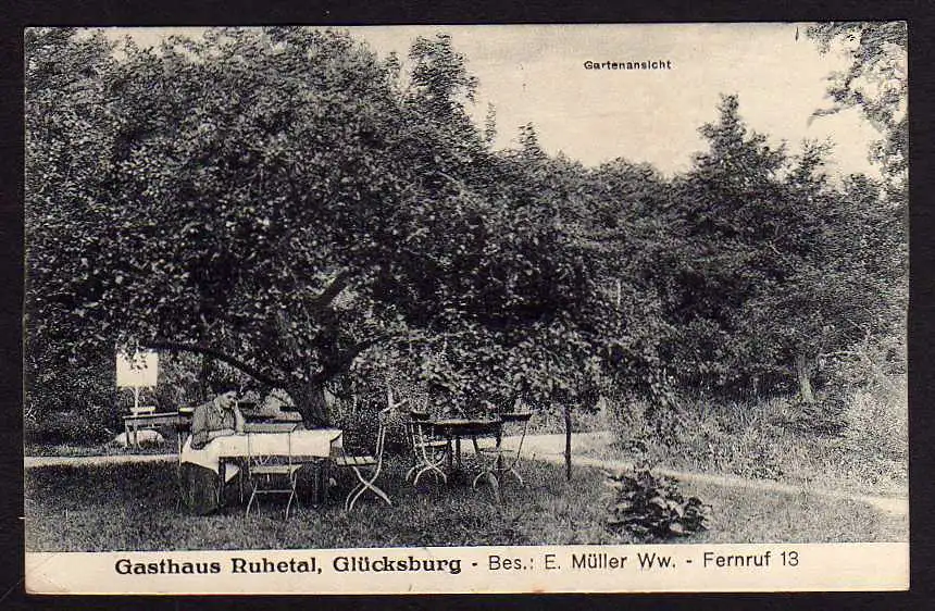 43374 AK Glücksburg 1925 Gasthaus Ruhetal Bes. E. Mülle