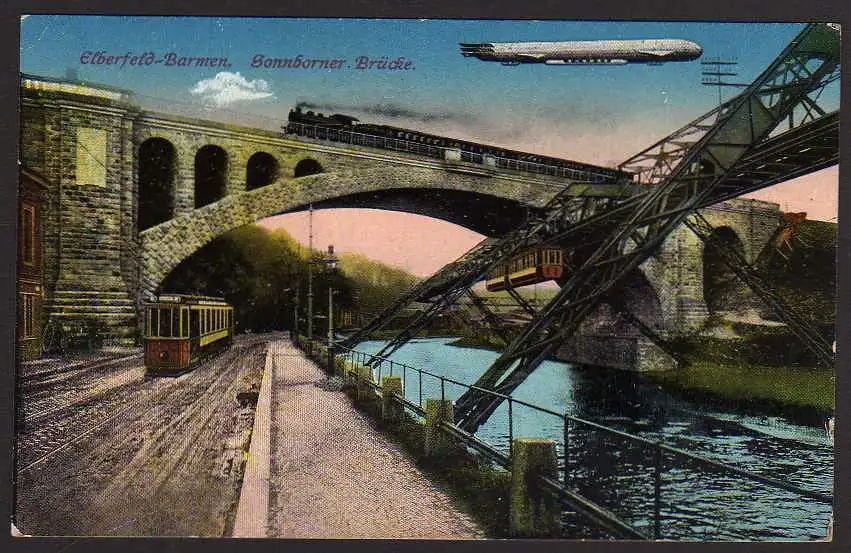 43411 AK Elberfeld Barmen Sonnborner Brücke Zug Lok