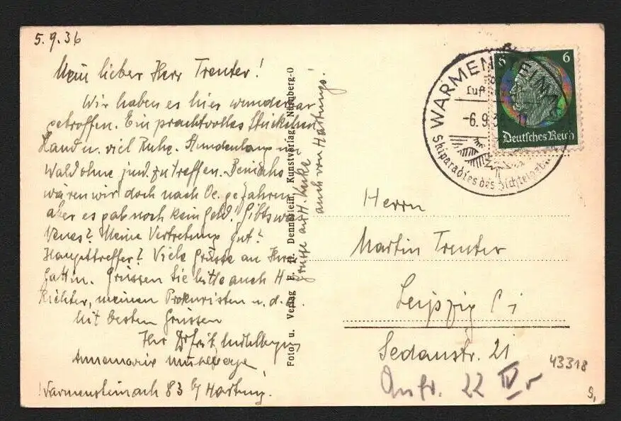 43318 AK Warmensteinach Kropfbachtal 1936