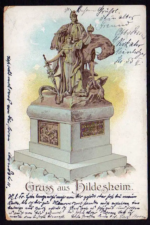 43422 AK Hildesheim Litho Denkmal Dem Neubegründer des