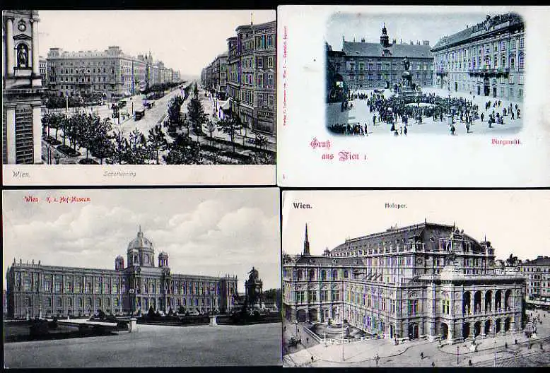 37573 8 AK Wien Burgmusik um 1900 Rathaus Hof-Museum Hofoper Schottenring