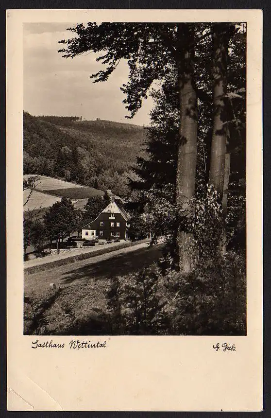 29885 AK Gasthaus Wettintal bei Erlbach 1936, gelaufen Landpoststempel