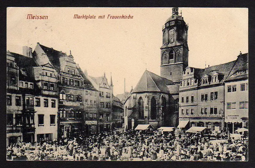 29386 AK Meissen Meißen Markt Kirche Seifensiederei, gelaufen 1917