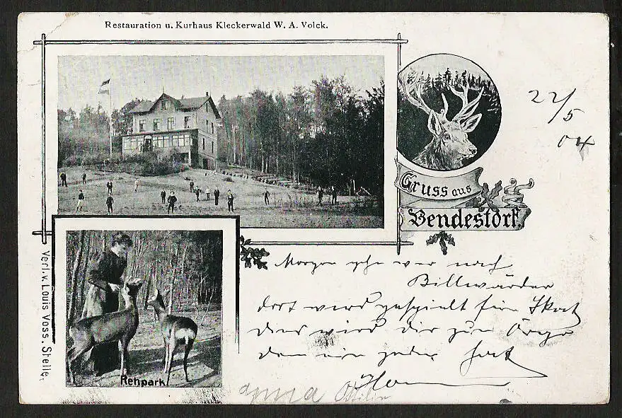 20906 AK Bendestorf 1904 Restauration u. Kurhaus Kleckerwald W. A. Volck Rehpark