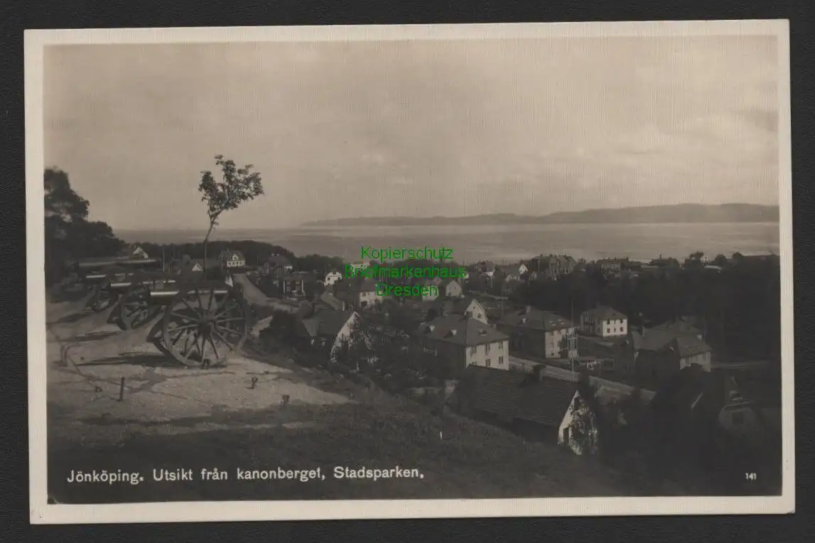 151810 AK Jönköping Schweden Utsikt fran kanonberget Stadsparken um 1930