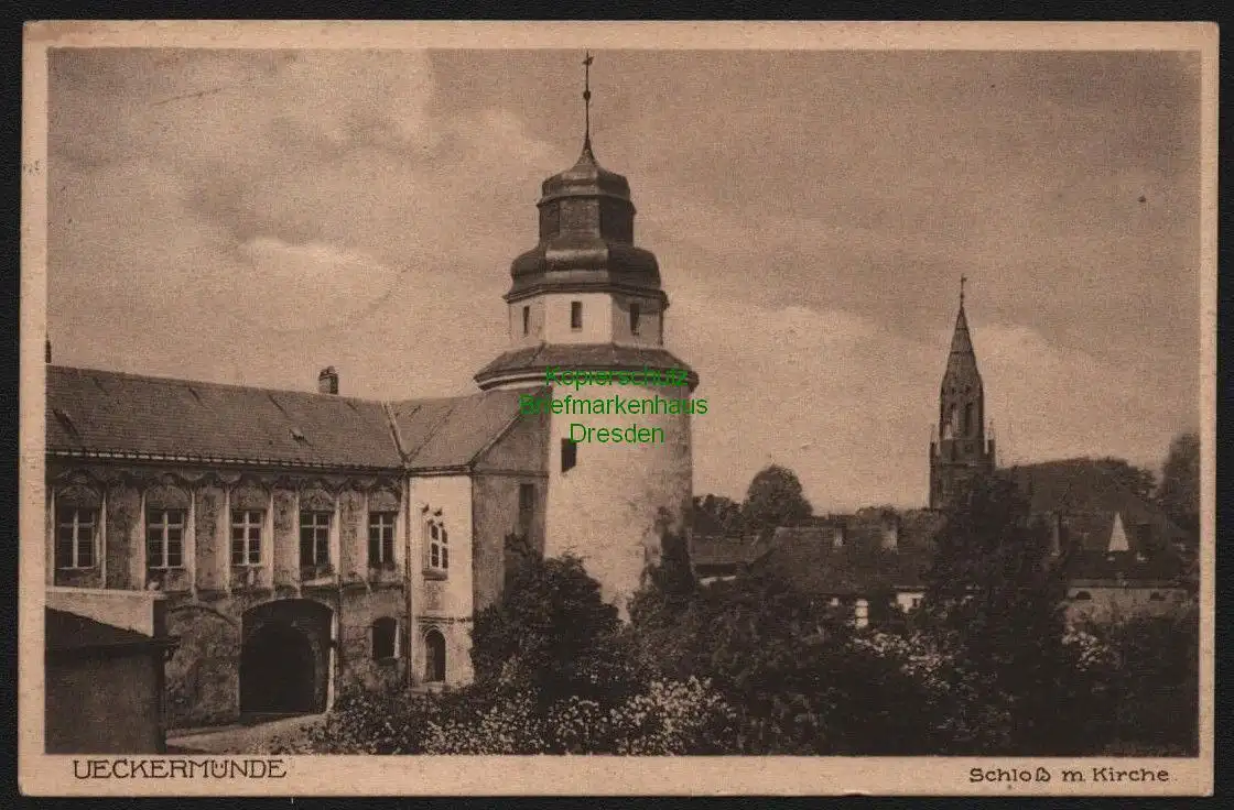 150693 AK Ueckermünde Schloß mit Kirche 1927