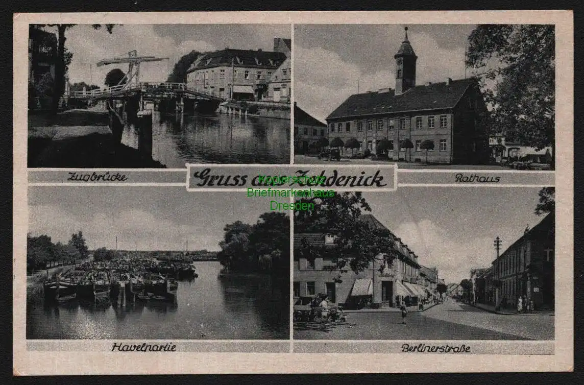 150661 AK Zehdenick 1941 Zugbrücke Rathaus Havel Hafen Berliner Straße