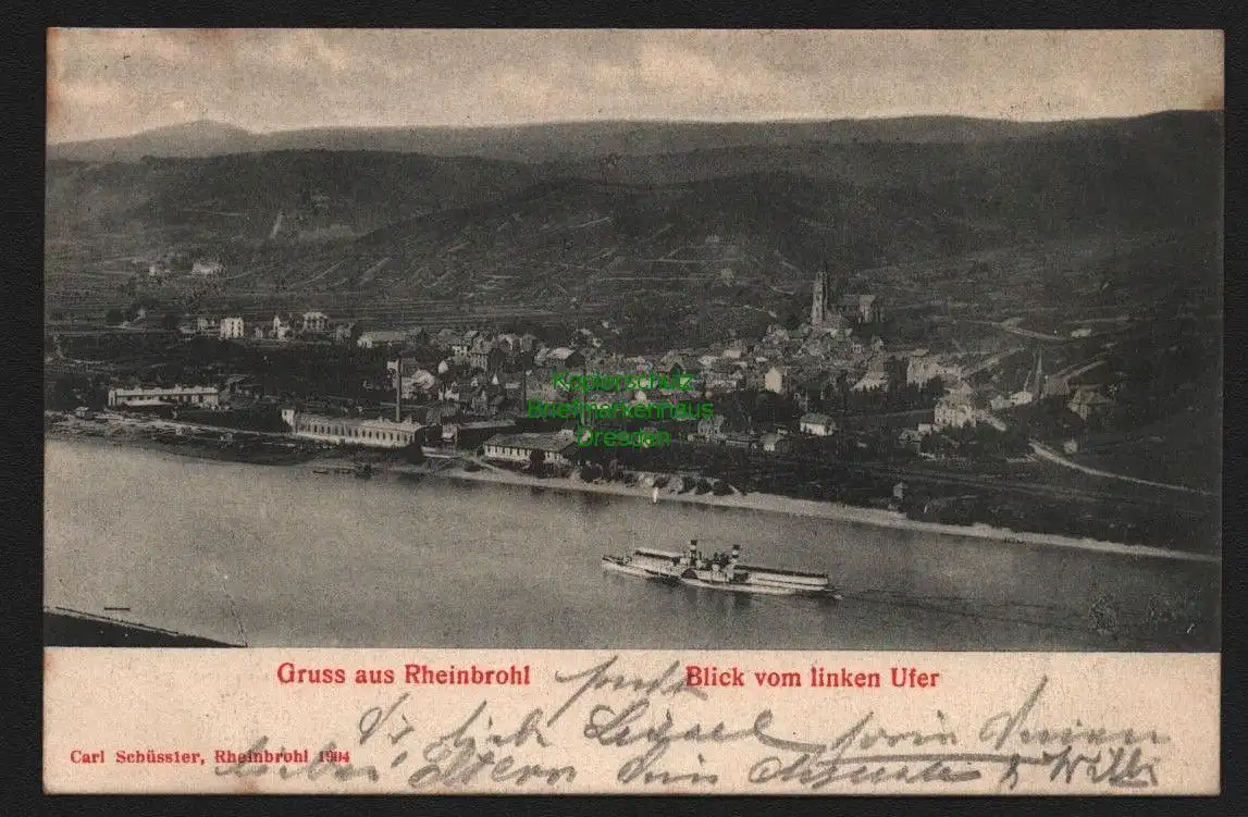 149678 AK Rheinbrohl 1904 Blick vom linken Ufer