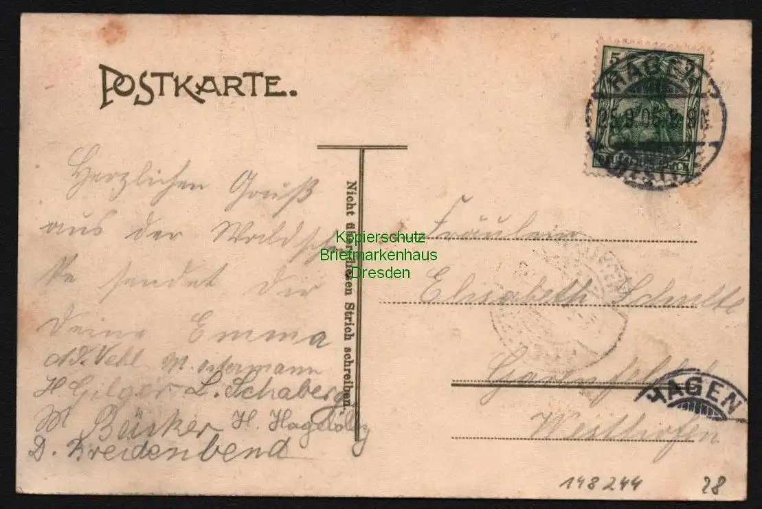 148244 AK Hagen i. W. Waldschenke in der Nähe der Bismarcksäule 1906