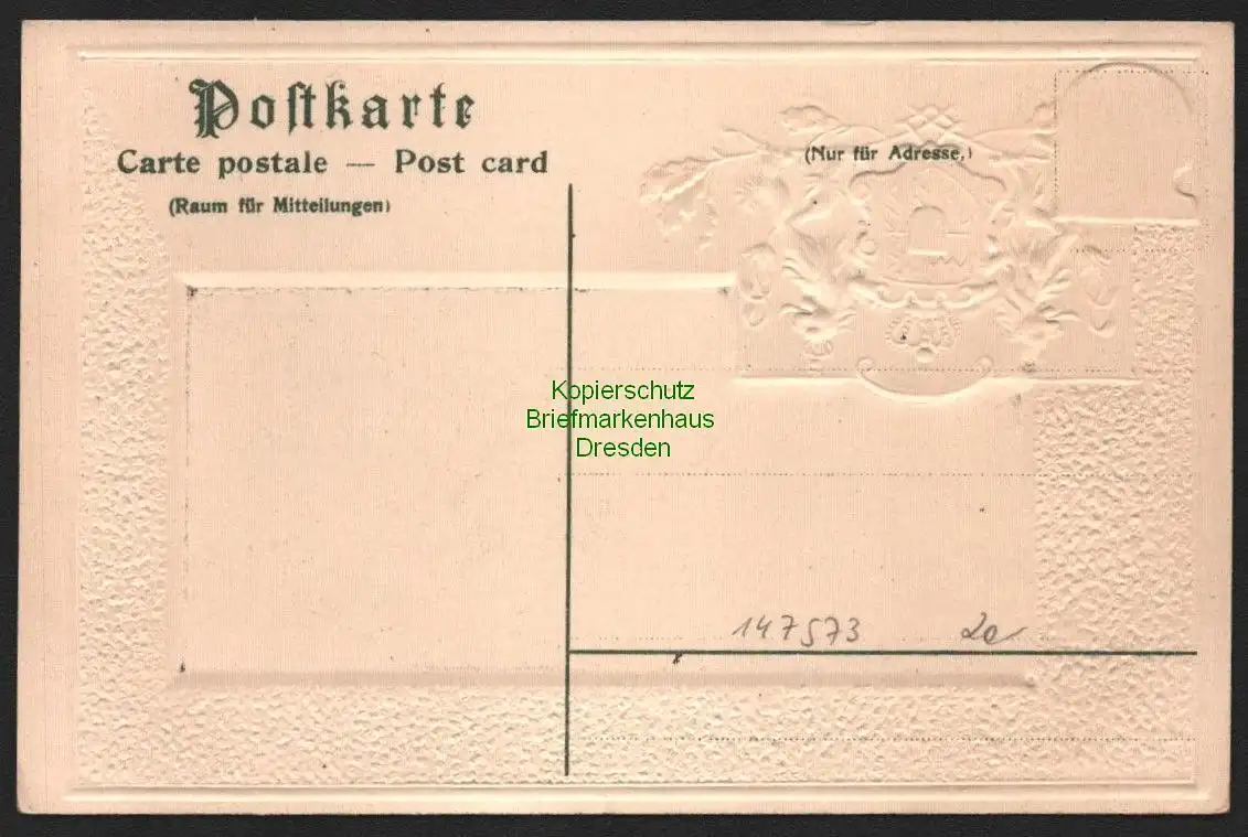 147573 AK Hof i. B. um 1905 Passepartout super Wappenprägekarte Goldprägung