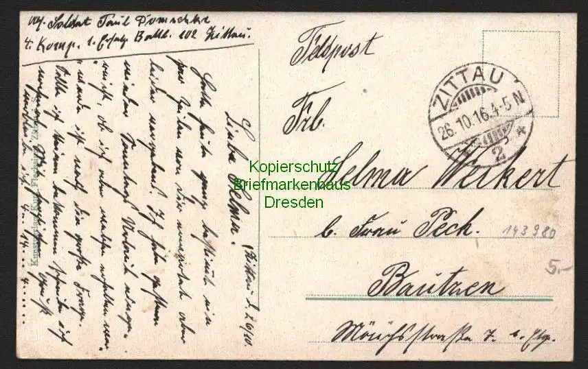 143980 AK Zittau Bahnhof 1916 Feldpost