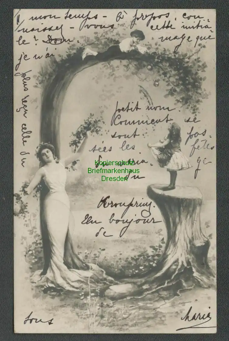 138967 AK Künstlerkarte Colmar 1905 Buchstabenkarte "G" Frau Kind