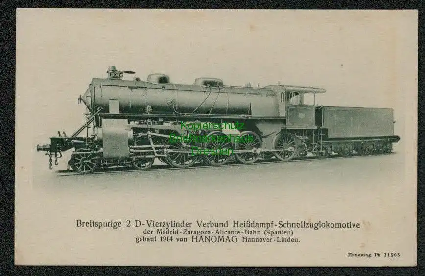 139055 AK Breitspurige 2 C-Vierzylinder Verbund Naßdampf Schnellzuglokomotive