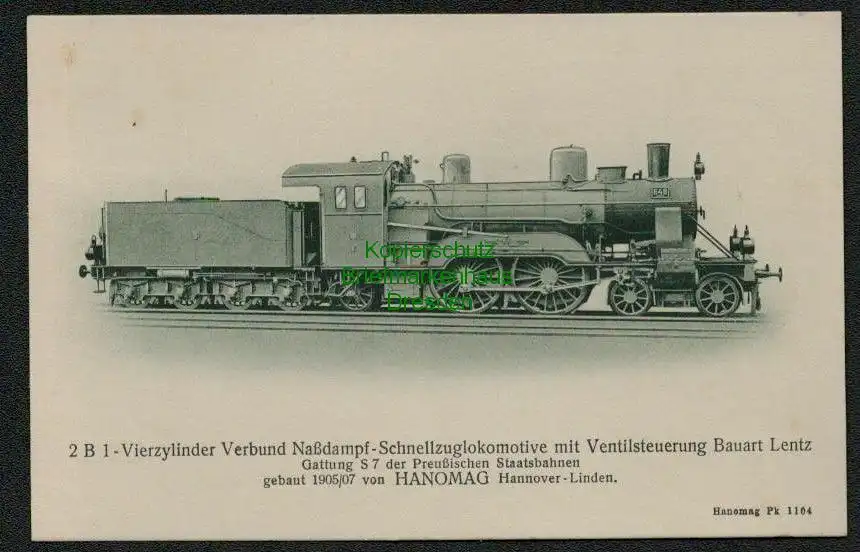 139053 AK Vierzylinder Verbund Naßdampf Schnellzuglokomotive Bauart Lentz u 1910
