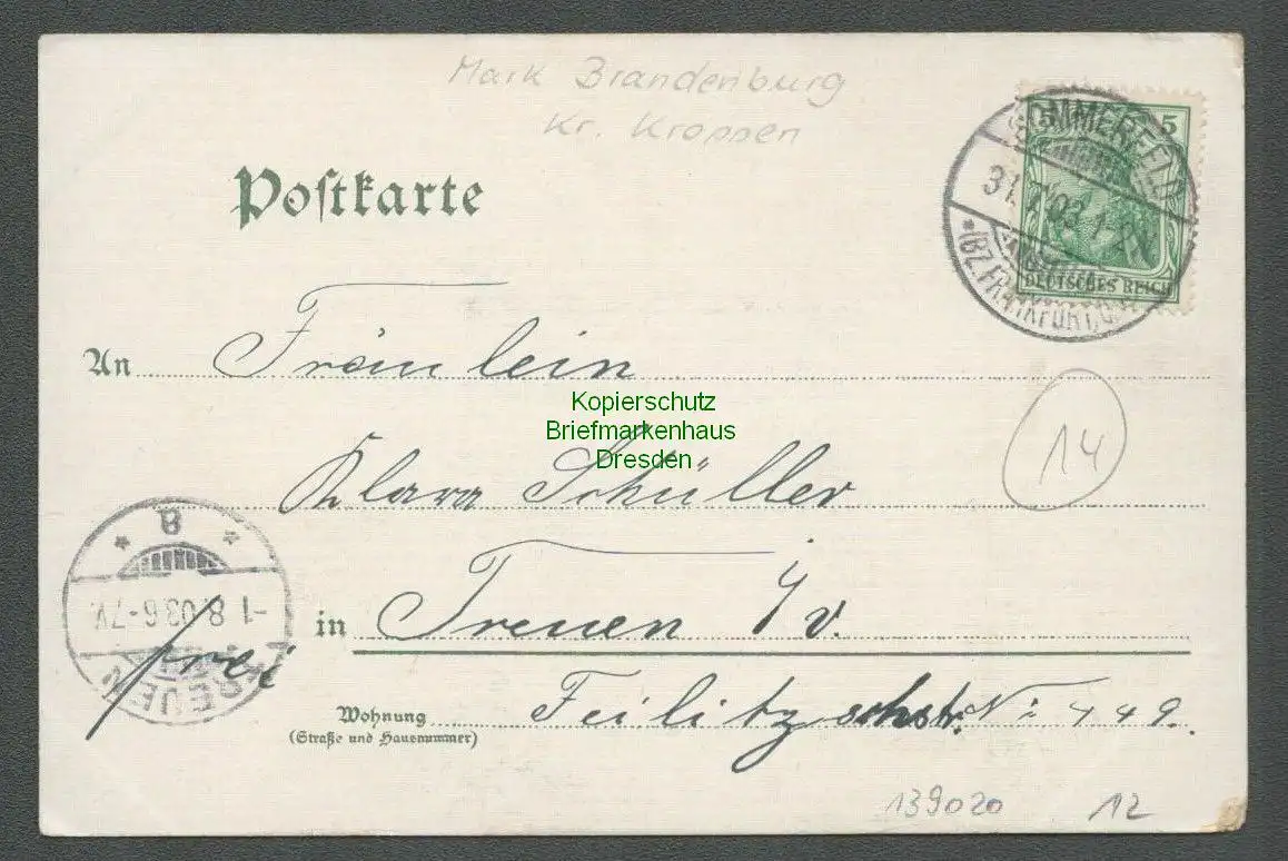 139020 AK Sommerfeld N.-L. Markt und Poststraße Breitestrasse 1903