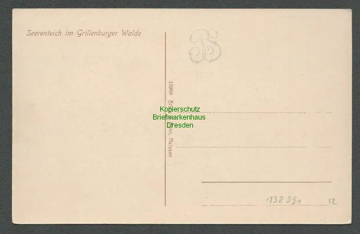 138991 AK Seerenteich im Grillenburger Walde um 1915 Verlag Brück & Sohn 15989