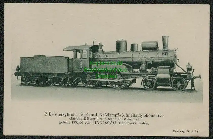 139054 AK Vierzylinder Verbund Naßdampf Schnellzuglokomotive Gattung S 5 um 1910