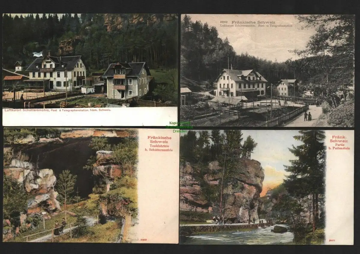 138136 4 AK Fränkische Schweiz Schüttersmühle Pottenstein Teufelshöhle 1904
